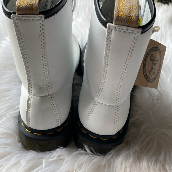 SALE!! DR MARTENS 1460 Vegan Combat Boots white black - Picture 4 of 9